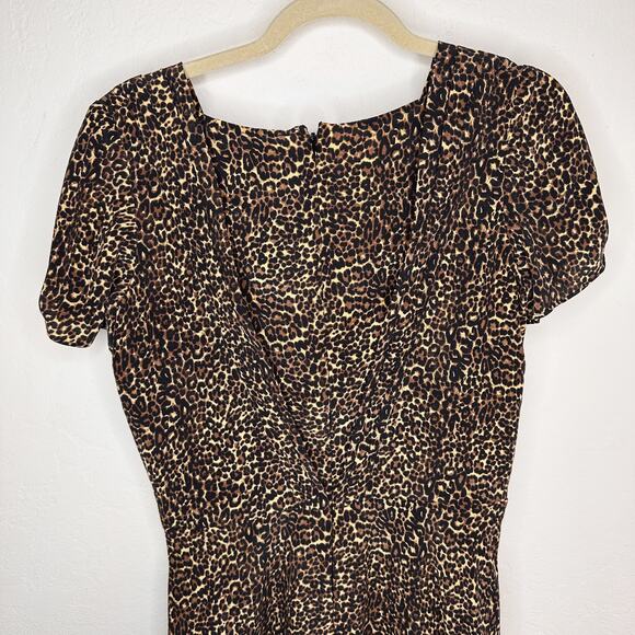 NWT The Kooples Baby Leopard Silk Faux Wrap Short Sleeve Mini Dress Medium - Picture 9 of 13